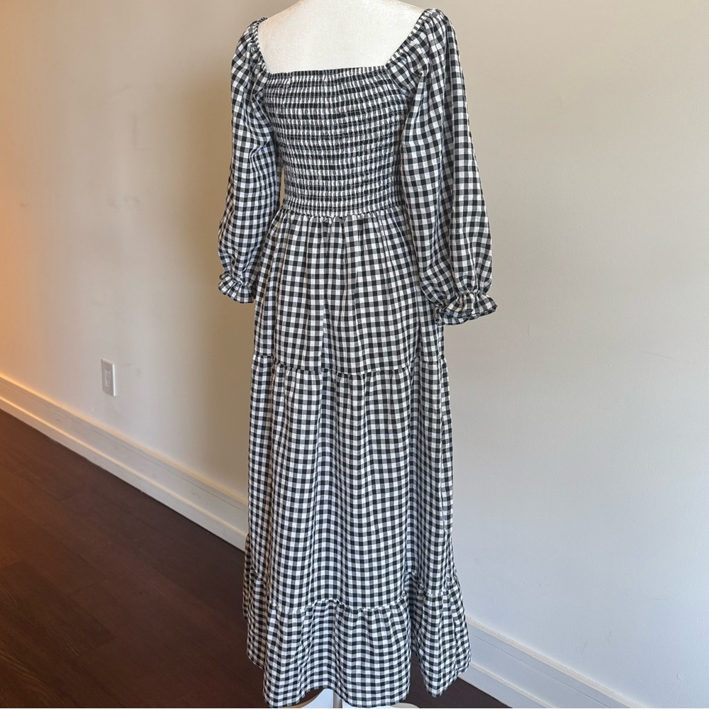Black and White Gingham Smocked Sundress with Puff Sleeves - Size Medium - Picture 6 of 15